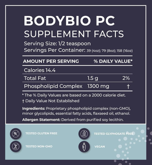 BodyBio Brain Supplement 4 oz. - Phospholipid Complex for Healthy Agin