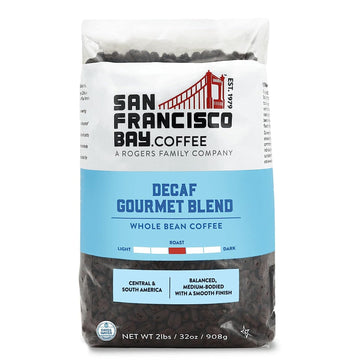 San Francisco Bay Whole Bean Coffee - DECAF Gourmet Blend ( Bag), Medium Roast, Swiss Water Processed