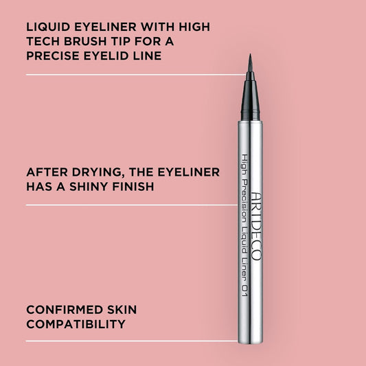 ARTDECO High Precision Liquid Liner – black - eyeliner with high-tech pen tip for precise application - contains carbon pigment for intense black shade - eye makeup - liquid eyeliner - 1.93