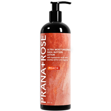 PRANA+ROSE Ultra Moisturizing Shea Butter Lotion with Hyaluronic Acid and Rosehip Oil for anti-aging ORGANIC VEGAN body and hand lotion 16 (Peach)