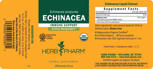 Herb Pharm Certified Organic Echinacea Root Liquid Extract for Immune