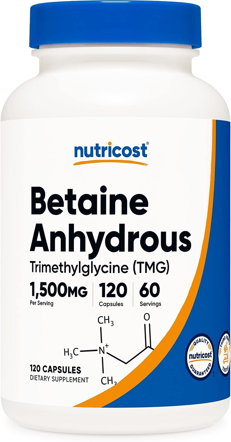 Nutricost Betaine Anhydrous Capsules 1500mg, 60 Servings - Gluten Free, Non-GMO, 750mg Per Cap, 120 Capsules