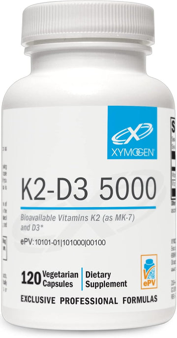 Xymogen K2-D3 5000 - Vitamin D3 K2 - Bioavailable Vitamin D 5000 Iu (C