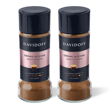 DAVIDOFF Crema Intense Instant Coffee - Smooth and Rounded - Full-body. Delicate Aroma and Elegant Acidity - 100% Arabica Beans - 9/12 Intensity. 10/12 Roasting. 4/12 Acidity