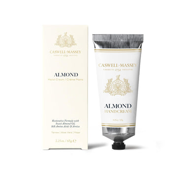 Caswell-Massey Almond Hand Cream for Dry Hands, Deeply Moisturizing and Revitalizing, Ideal for Aging Hands, Travel-Sized Hand Cream for Women, 2.25