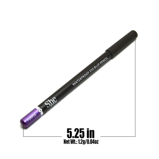 She Makeup Pick 1 Color Water Proof Eye & Lip Liner Pencil Eyeliner Lipliner 0.04  / 1.2g + Zipper Bag (WP07 : PURPLE)