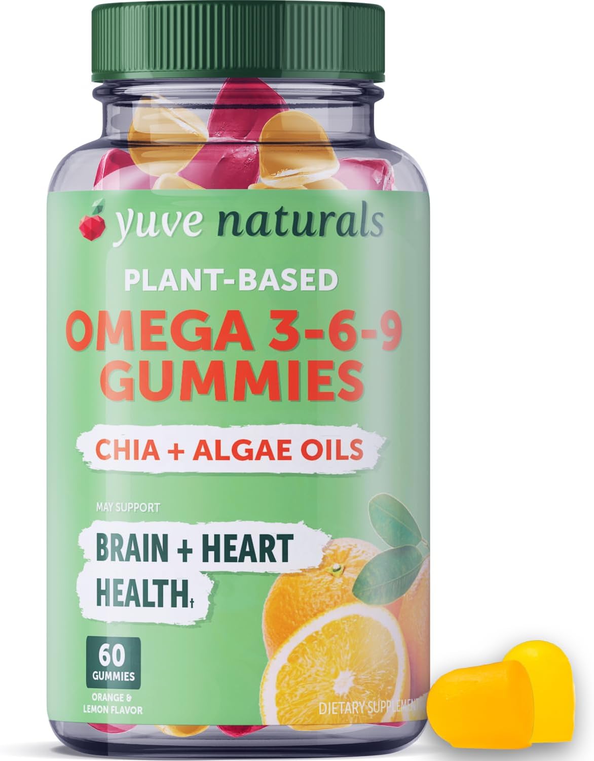 Yuve Vegan Omega 3-6-9 & DHA Gummies - Delicious for Kids, Men & Women - Made from Algae & Chia - NO Fish Oil, NO Krill