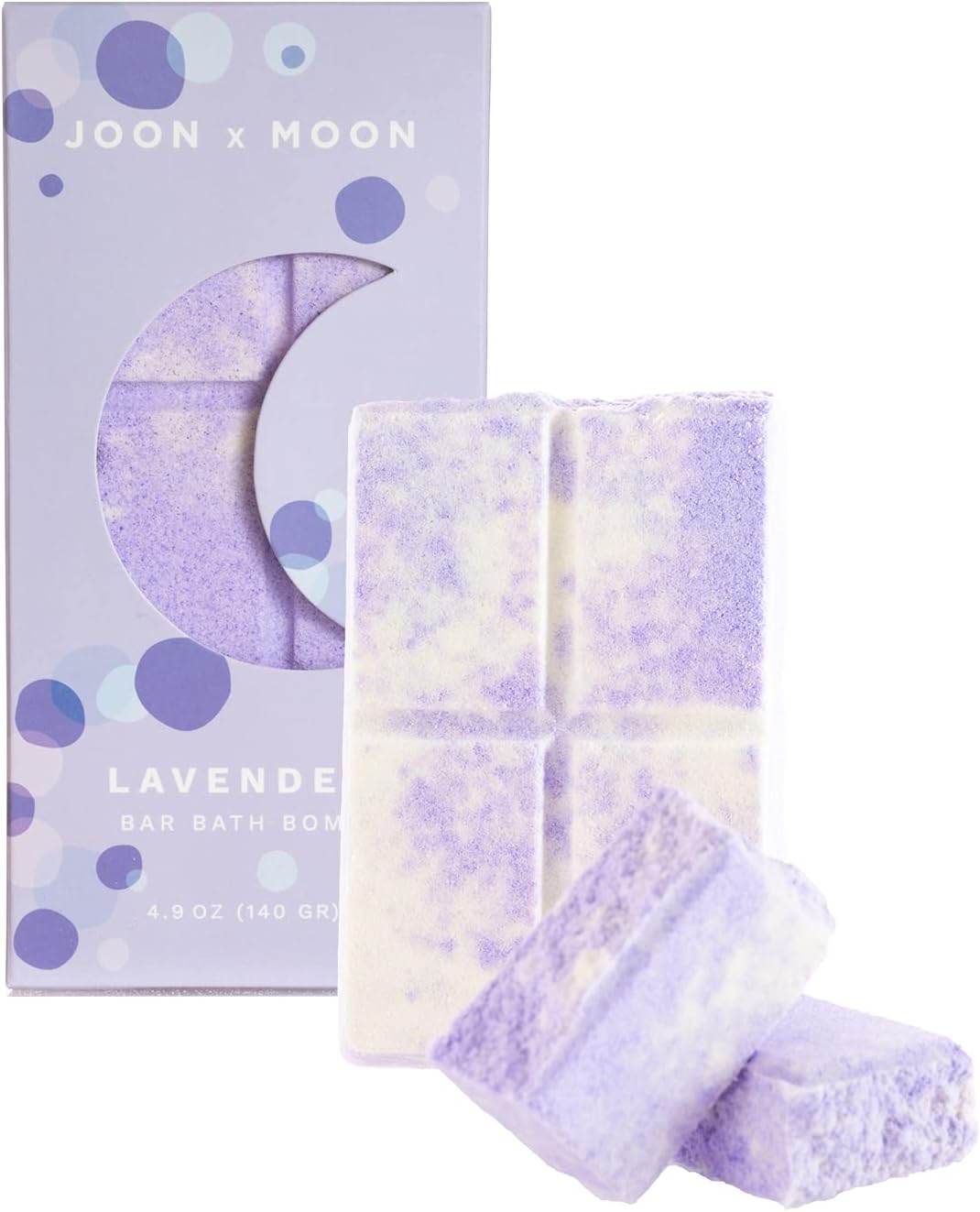 JOON X MOON Bath Bomb Bar (Lavender), Soothing Bath Soak for Relaxation and Hydrated Skin, Shea Butter & Sea Salt for a Nourishing Bubble Bath, 4.9