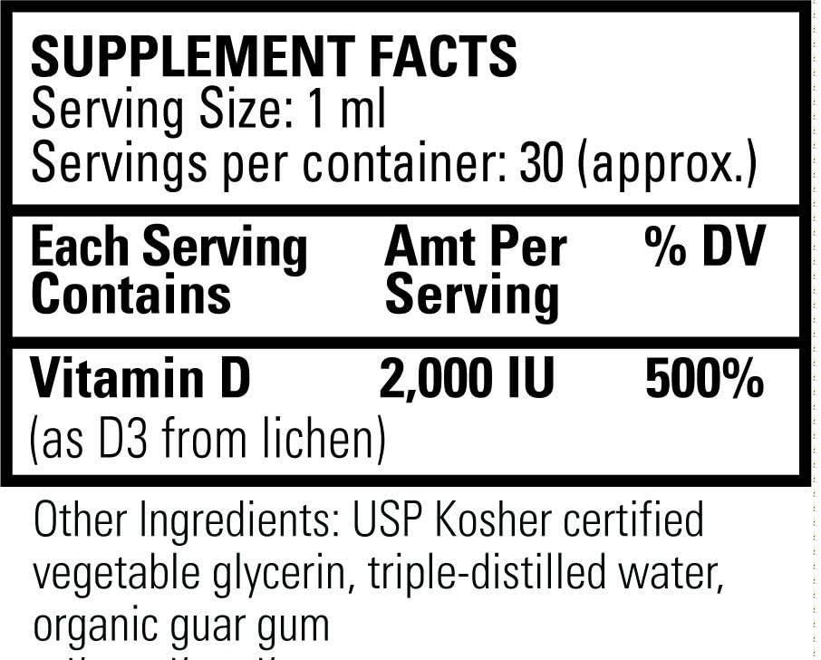 Global Healing USDA Organic Vitamin D3 5000IU Liquid Supplement Drops 