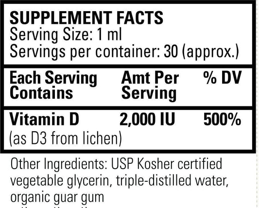 Global Healing USDA Organic Vitamin D3 5000IU Liquid Supplement Drops 