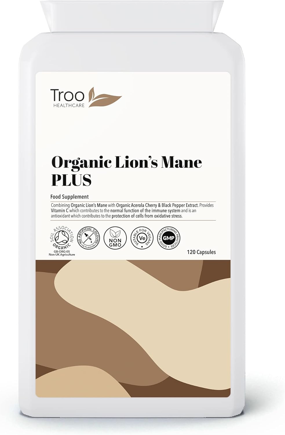 Organic Lion's Mane Mushroom Complex 120 Capsules - 1500mg Lions Mane 100 Grams