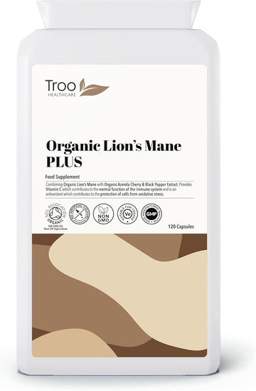 Organic Lion's Mane Mushroom Complex 120 Capsules - 1500mg Lions Mane 100 Grams