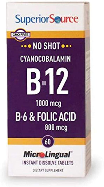 Superior Source B12/B6 /Folic Acid Multivitamin, 1000 mcg/2 mg/800 mcg, 60 Count