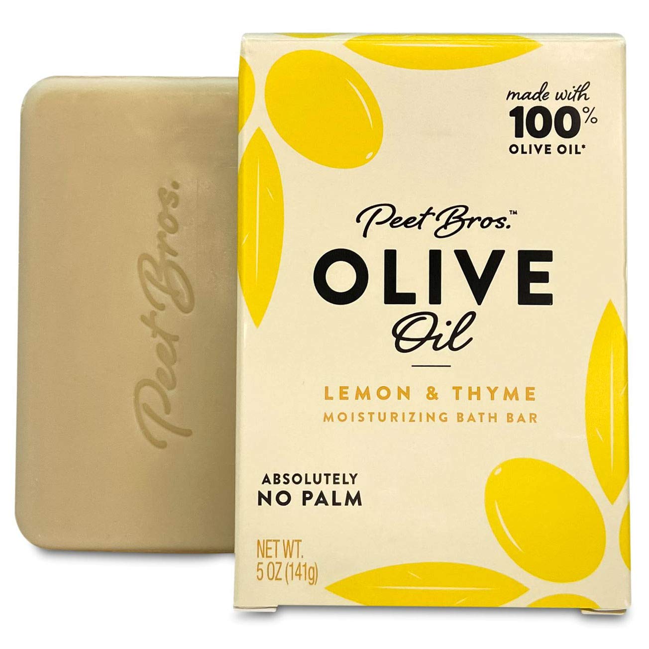 Peet Bros. | Olive Oil Moisturizing Bath Soap Bar | Always Palm Oil-Free | 5  - Lemon & Thyme
