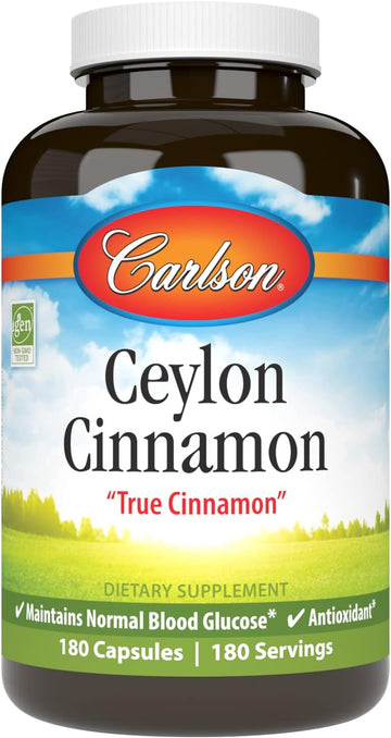 Carlson - Ceylon Cinnamon, Cinnamon Supplements, 500 mg, Cinnamon Extract Pills, Ceylon Cinnamon Capsules, 180 capsules