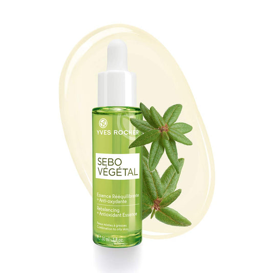 Yves Rocher Sebo Végétal Rebalancing + Antioxidant Essence Serum, for Oily and Combination Skin, 30 bottle with dropper