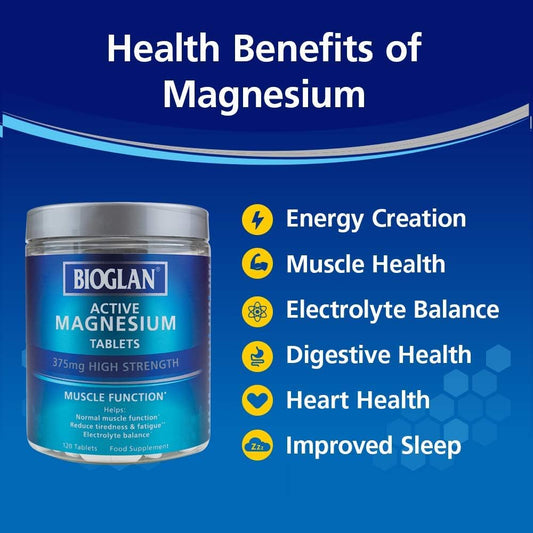 Bioglan Active Magnesium | Supports Muscle Function | 120 Tablets, 120200 Grams