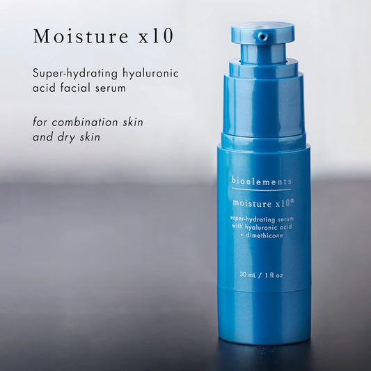 Bioelements Moisture x10-1   - Super-Hydrating Hyaluronic Acid Facial Serum - For Dry & Combination Skin Types - Vegan, Gluten Free - Never Tested on Animals