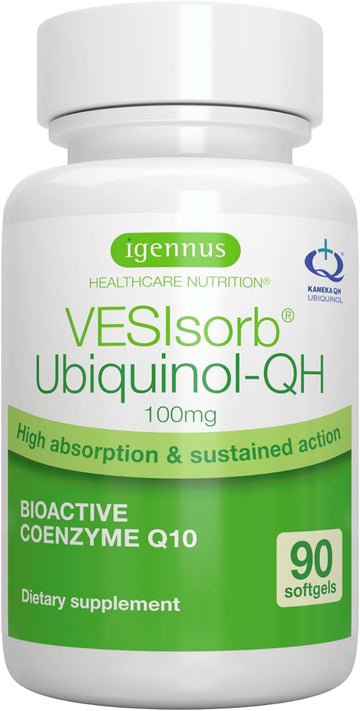 VESIsorb Ubiquinol-QH Advanced CoQ10 100mg, High Absorption 600% Bioav