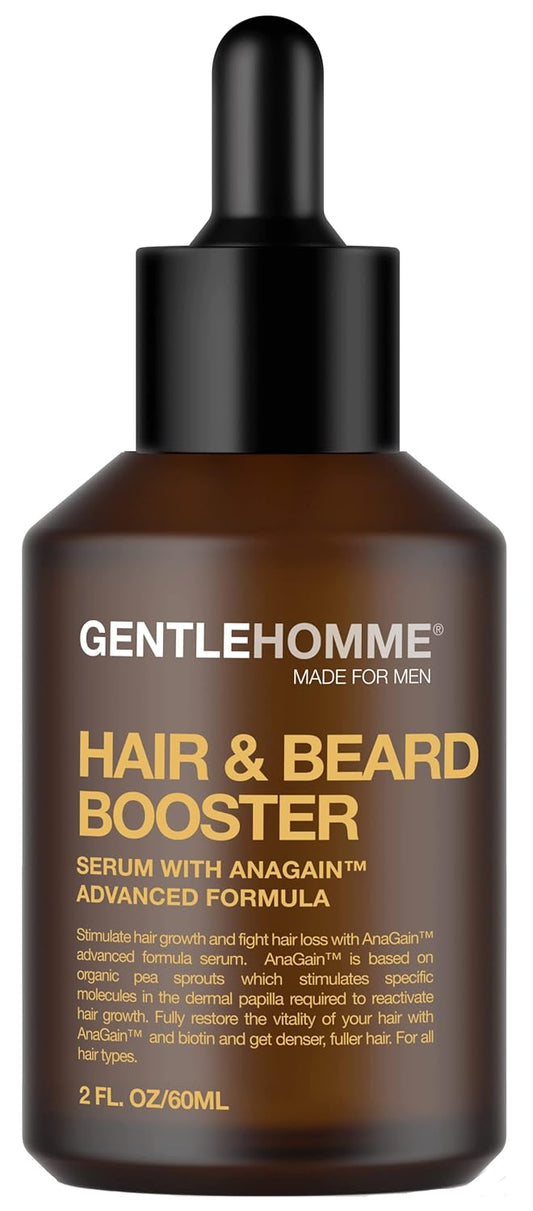 Gentlehomme Anagain Men's Hair & Beard Growth Serum - Hair Loss Advanced Formula Serum for Men with Biotin & Castor Oil, Regrowth Serum For Men - Thicker, Fuller Hair- 60 mL