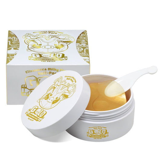 Elizavecca Milky Piggy Hell Pore Gold Hyaluronic Acid Eye Patch - Under Eye Mask | Real Water Under Eye Patches | Gold Eye Mask | Hydra-Gel Eye Patches | Lift Under Eye Area | Wrinkles and Fine Lines Undereye Hyaluronic Acid Eye Mask