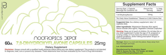 7,8-Dihydroxyflavone Capsules | 25Mg | 60 Count | 7,8 Dhf | Nootropic