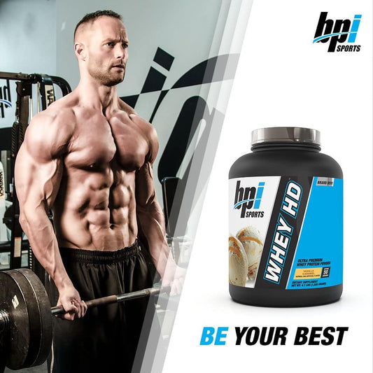 BPI Sports Whey HD Ultra Premium Protein Powder, Vanilla Caramel, 4.1
