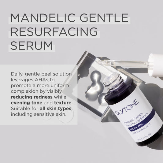 Glytone Micro-Peel Mandelic Gentle Resurfacing Serum - With 10% Mandelic Acid - For Redness-Prone Skin - Vegan, Paraben & Fragrance-Free - 1 .