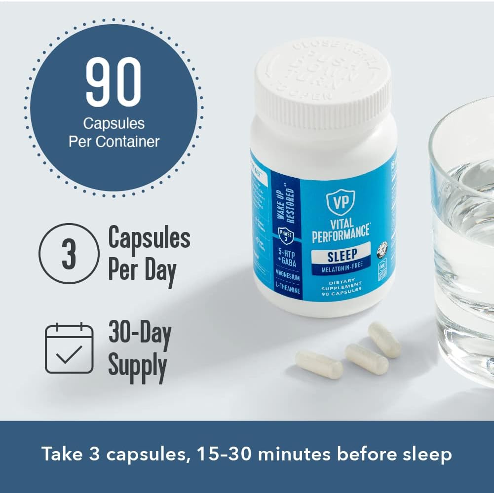 Vital Performance Sleep Capsules, Melatonin Free Supplement, NSF Certi