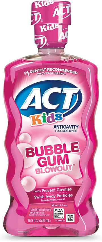 ACT Kids Anticavity uoride Rinse, Bubble Gum Blowout, 16.9 .