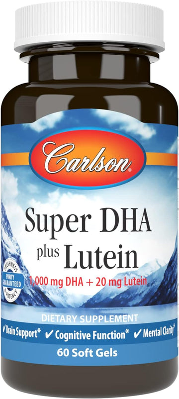 Carlson - Super DHA Plus Lutein, 1000 mg DHA + 20 mg Lutein, 60 Softgels