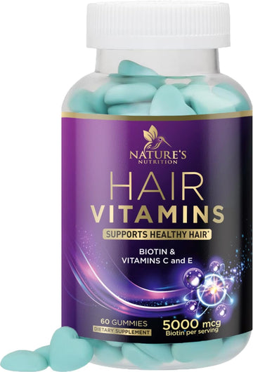 Hair Vitamins Gummy, With Biotin 5000Mcg And Vitamins E & C, Advanced