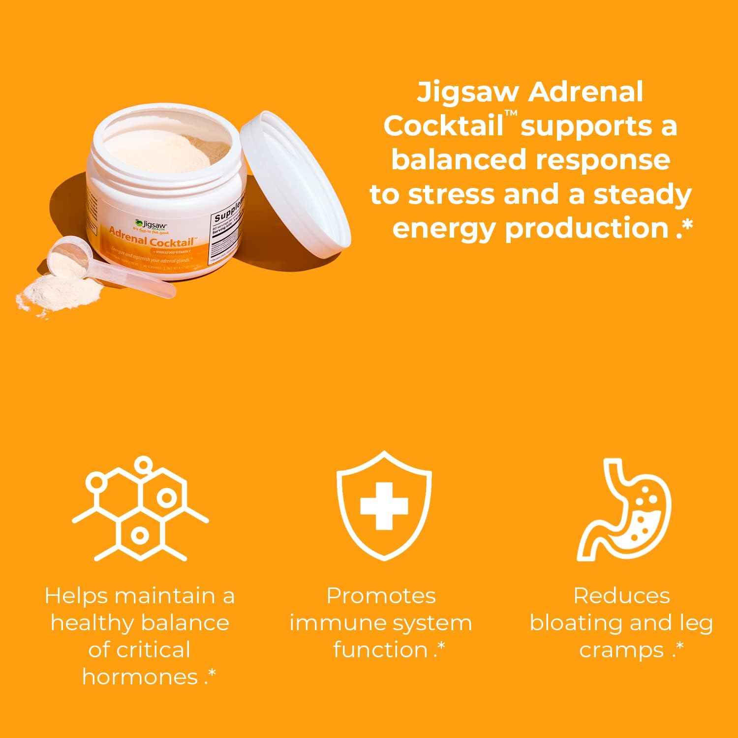Jigsaw Health Adrenal Cocktail with Whole-Food Vitamin C, 60 Servings