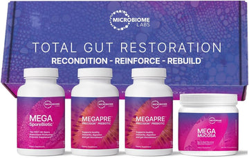 Microbiome Labs Total Gut Restoration Kit (Capsule) - 3-Product Gut He2.56 Pounds