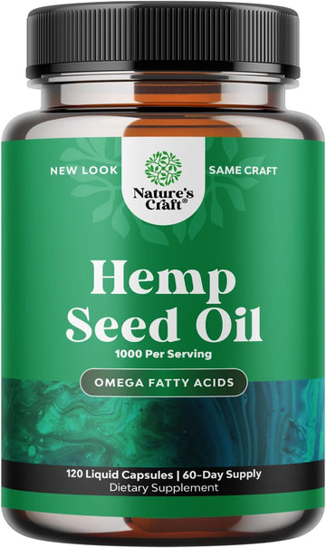 High Absorption Hemp Oil Capsules - Vegan Omega 3 6 9 Supplement with Essential Fatty Acids for Joint Support Relaxing M