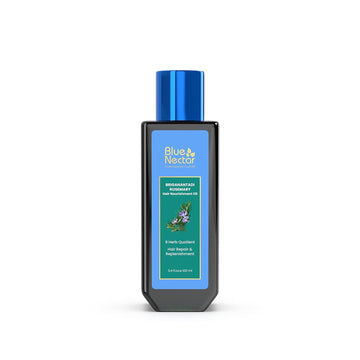 Blue Nectar Rosemary Oil for Hair Growth with Coconut, Bhringraj, Amla & Sesame Oil | Ayurvedic Hair Oil for Dry Damaged