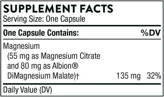 Thorne Magnesium CitraMate - Magnesium Supplement with Citrate-Malate - Support Heart, Skeletal Muscles, Cardiac, Lung Function, and Bone Density - Gluten-Free, Dairy-Free, Soy-Free - 90 Capsules