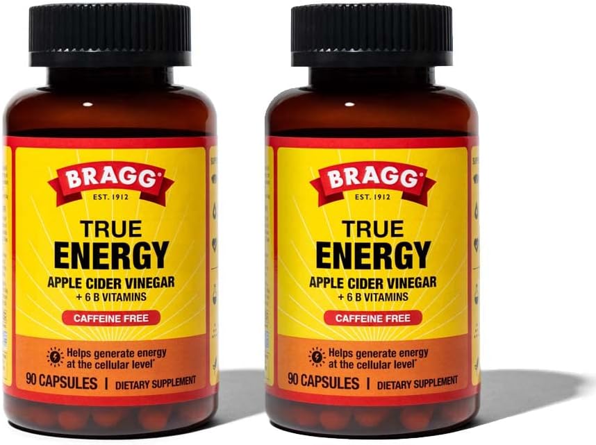 Bragg Apple Cider Vinegar True Energy Capsules ? 6 B Vitamins ? Caffeine Free - 750mg of Acetic Acid ? Weight Management
