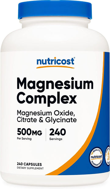 Nutricost Magnesium Complex 500mg, 240 Capsules - Magnesium Oxide, Citrate, and Glycinate - Gluten Free and Non-GMO