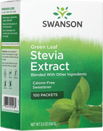 Swanson Green Leaf Stevia Extract 100 Packets