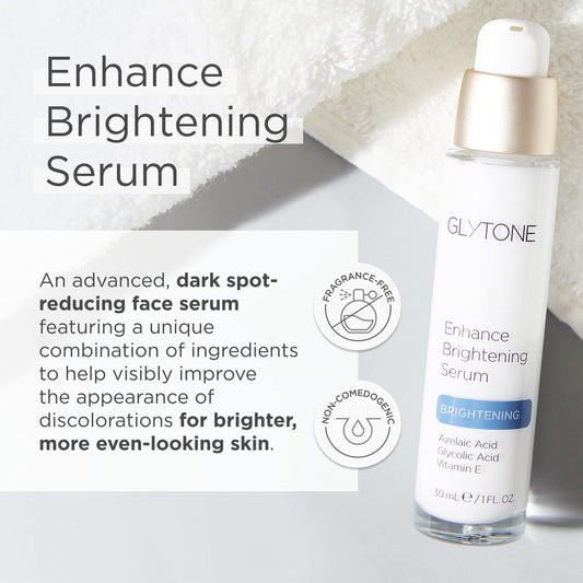 Glytone Enhance Brightening Serum - Hyaluronic Acid, 1.7 Free Acid Value Glycolic Acid, 8% Azelaic Acid - Visbily Reduce Discoloration - 1 .