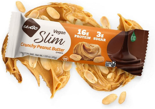 NuGo Slim 24ct Vegan Variety - Crunchy Peanut Butter 12 bars & Toasted4 Pounds