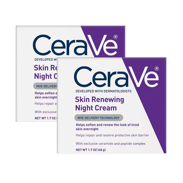 CeraVe Night Cream for Face | 2 Pack (1.7  Each) | Skin Renewing Night Cream with Hyaluronic Acid & Niacinamide | Fragrance Free