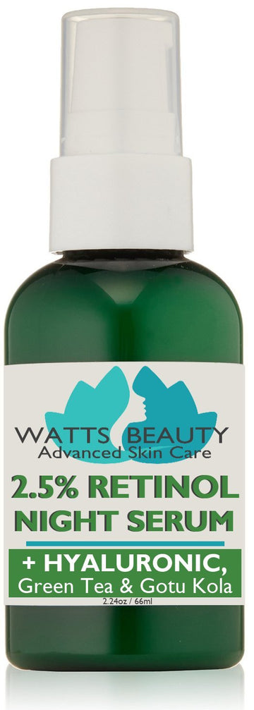 Watts Beauty 2.5% Retinol Serum Enhanced with 50% Hyaluronic Acid - Anti Aging Retinol for Fine Lines, Wrinkles, Blemishes, Large Pores & More - No Parabens, No Animal Testing or Ingredients (2.24)