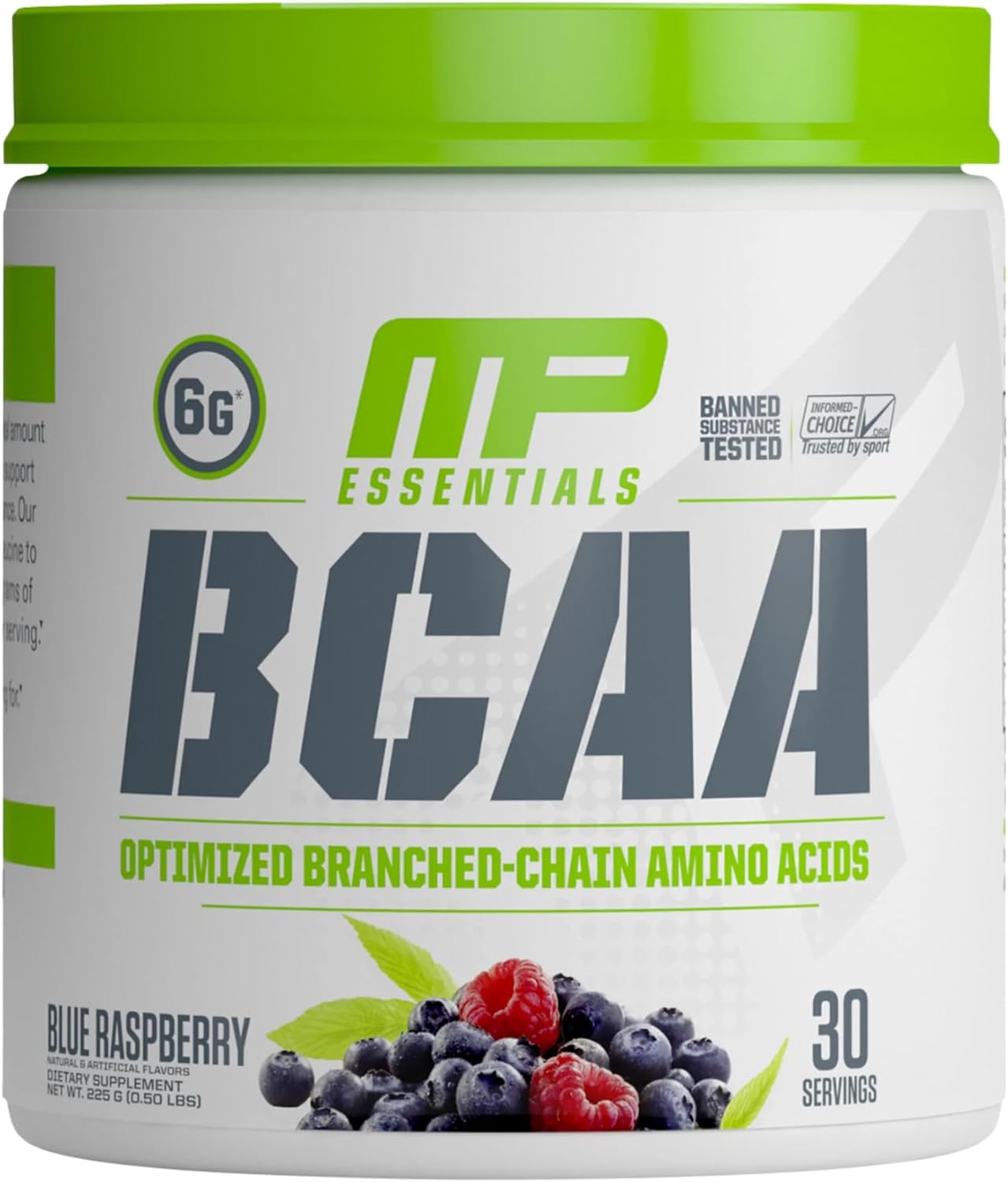 MusclePharm Essentials BCAA Powder, Pre & Post Workout Recovery Drink, Supports Muscle Recovery & Energy Production, Essential Amino Acids Supplement, 30 Servings, Blue Raspberry Flavor