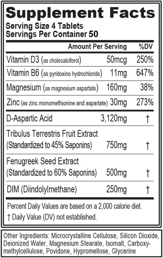 EVL Testosterone Booster for Men - Post Workout Recovery Testosterone Support Supplement for Men with DIM Plus D Asparti