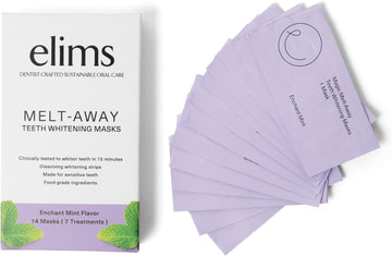 ELIMS Melt-Away Teeth Whitening Strips for Sensitive Teeth - 14 Strips, 7 Treatments - Dissolving Mess-Free Application