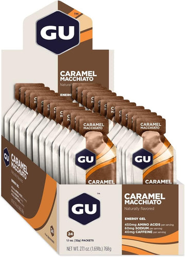 GU Energy Original Sports Nutrition Energy Gel, 24-Count, Caramel Macc1.7 Pounds