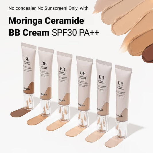 HEIMISH] Moringa Ceramide BB Cream SPF 30 PA++ 21C Light Nude 2.05  / 58.11 g | Mosturizing, High Coverage BB Cream | Spot Cover, SPF Foundation, Sun Care, UV Shield, Long Lasting, Blemish Cover