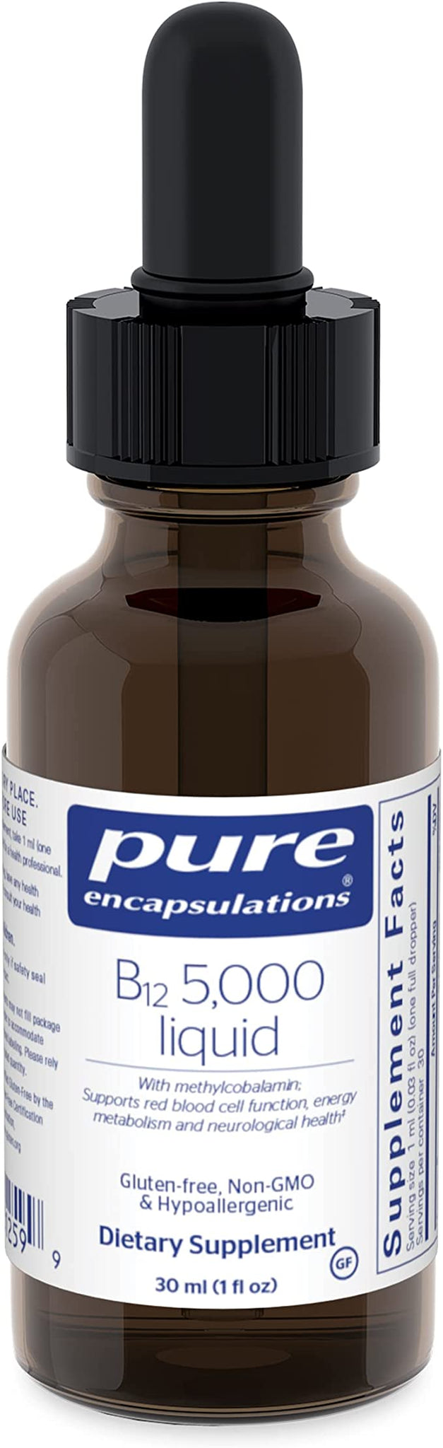 Pure Encapsulations B12 5,000 Liquid | Vitamin B12 Methylcobalamin Supplement To Support Energy, Nerve Health, Cognitive Function, And Blood Cells* | 1 Fl. Oz.